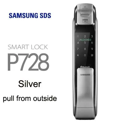 pull Английская версия большой врезной SAMSUNG SHP-DP728 без ключа BlueTooth отпечаток пальца толчок цифровой дверной замок серебряный цвет - Цвет: pull