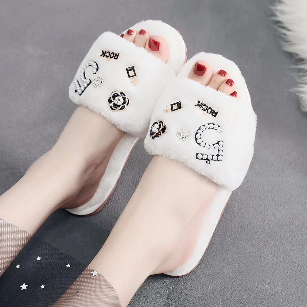 Japanese and Korean Cotton Slippers Warm Slippers Slippers Women Woman Shoes Home Shoes Fur Slides Non Slip Wear Resistant