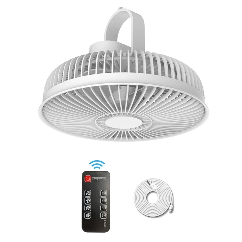 

8000mAh Portable Camping Fan With Remote Control Rechargeable Battery Operated USB Fan 4 Wind Gears For Camping Tent Beach