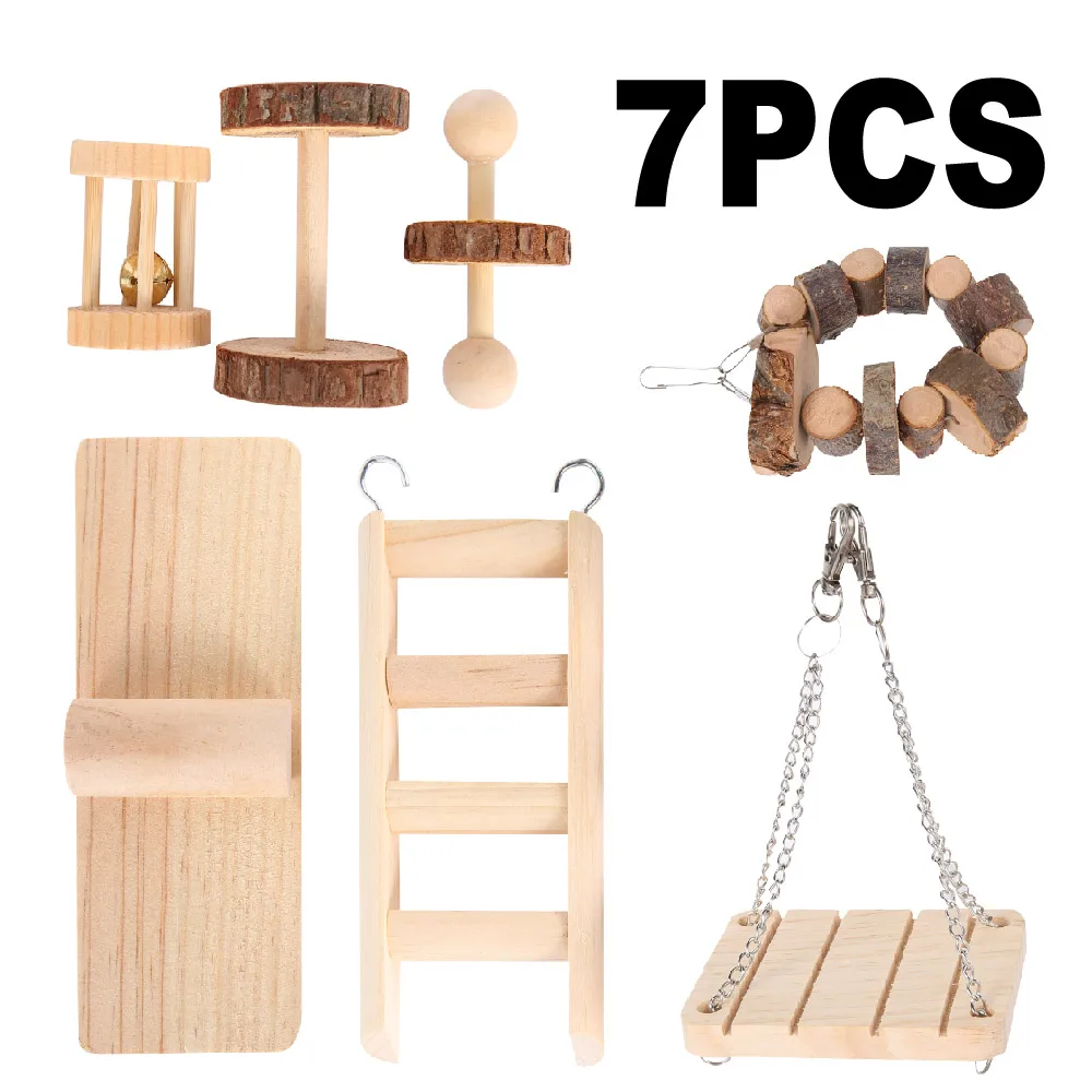 7/10 шт. Милые натуральные деревянные игрушки кролики сосновые гантели