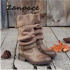 2019 зимние ботинки, женская кожаная обувь из хлопчатобумажной ткани, большой размер 43, шерстяные Винтажные ботинки с пряжкой, эластичные тканевые высокие ботинки мартинсы