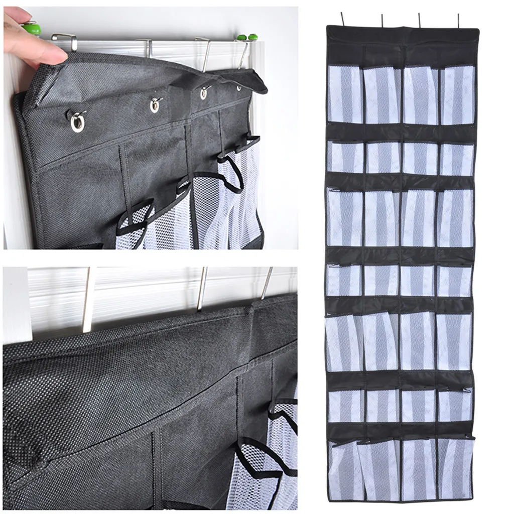 Сетчатый держатель для обуви с 28 карманами подвесной органайзер отсек хранения 4