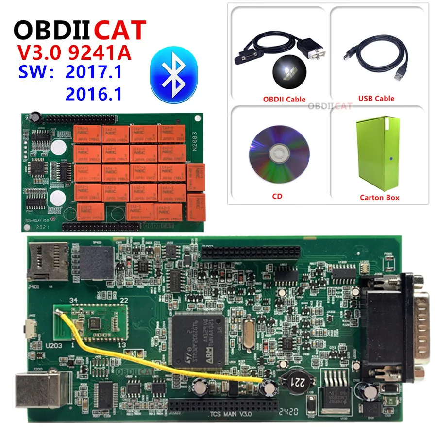 

2017.R3 + Keygen Bluetooth V3.0, зеленый двойной чип 9241A, NEC Реле для автомобилей/грузовиков TCS PRO VCI, автоматический диагностический сканер