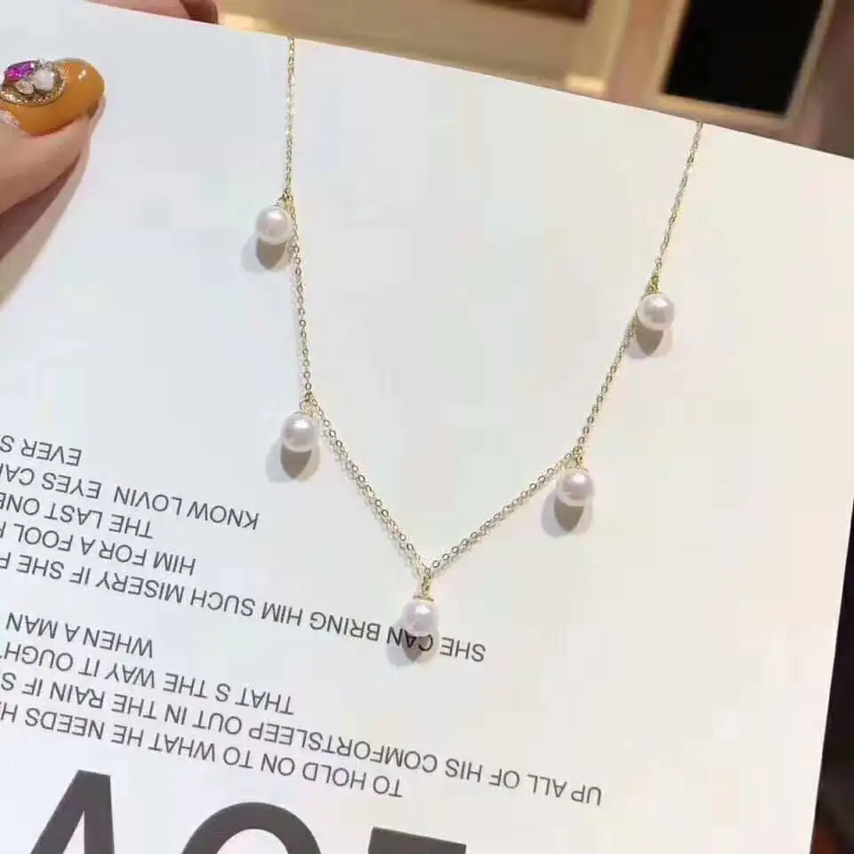 Новинка! Ожерелья с натуральным жемчугом 18k желтого золота модные ювелирные изделия для женщин Свадебные рубиновые серьги