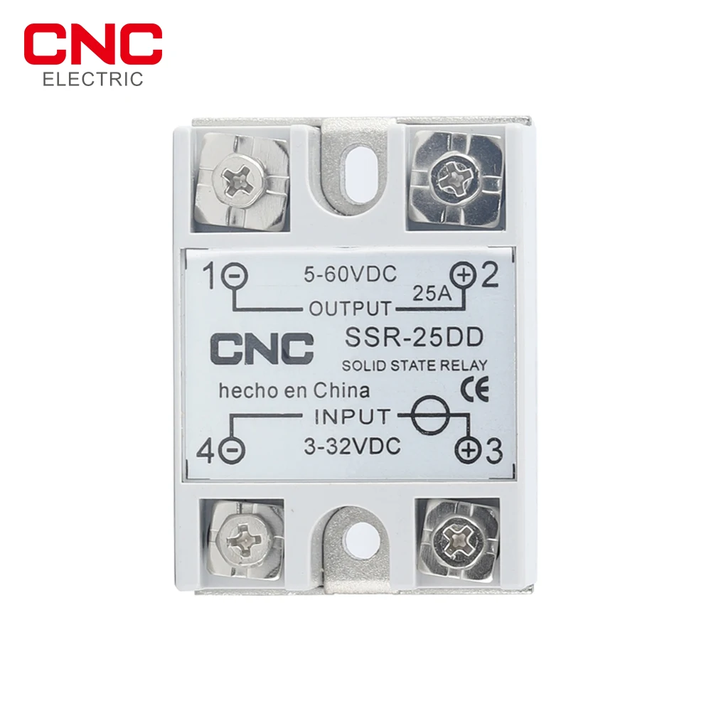 Однофазное твердотельное реле постоянного тока CNC SSR-10DD/25DD/40DD с белым корпусом