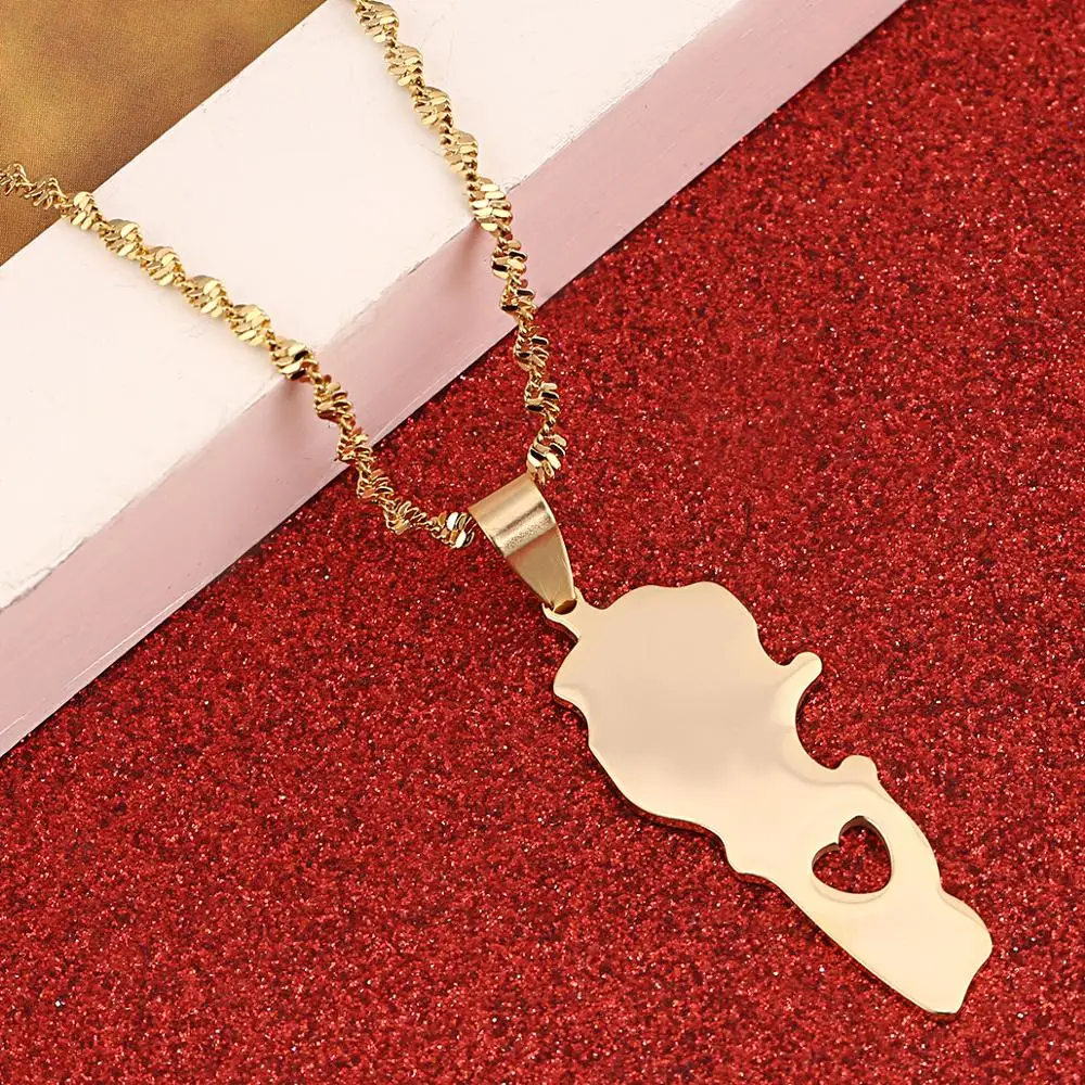 Кулон из нержавеющей стали золотого цвета с либаном карта ожерелья карты