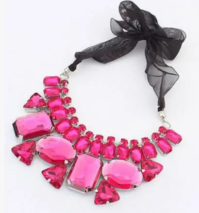 hot pink Трендовое ювелирное изделие красочное акриловое Кристальное ожерелье для женщин эффектное геометрическое ожерелье для женщин - Окраска металла: hot pink