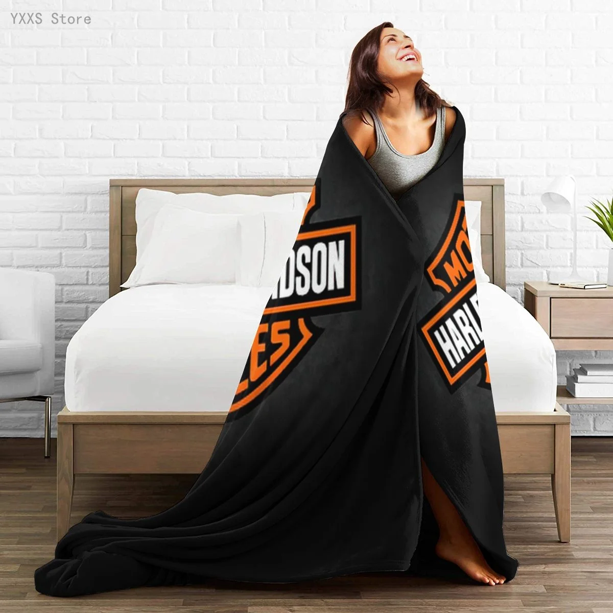 

Harley-Davidson 3D Cartoon Sherpa Blanket Warm Super Soft Flannel Office Nap Bedspread Sofa Bedding Plush Quilt Plaids 291776890