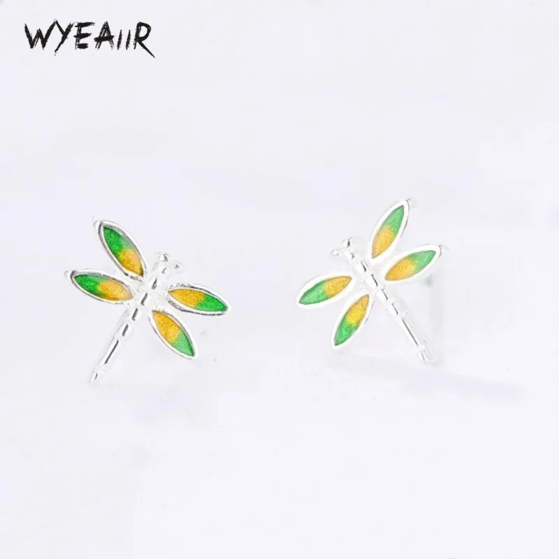 Женские серьги-гвоздики WYEAIIR из серебра 925 пробы в виде стрекозы | Украшения и