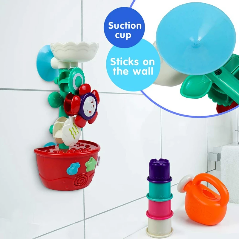 

Bath Water Toys for Toddlers- Water Play Toys with Suction Cups and Stacking Cups for Bathtub Swimming Pool Beach Game
