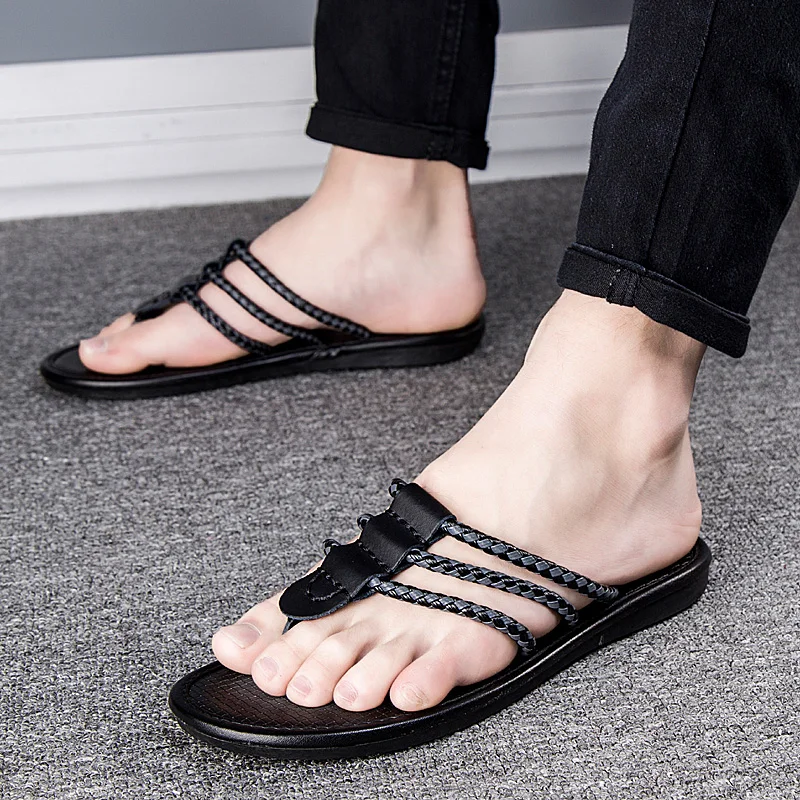 2020 мужские вьетнамки Сандалии из натуральной кожи Повседневная мужская обувь