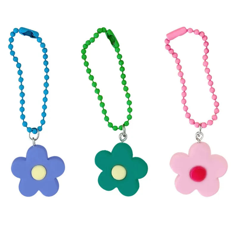 

Kawaii Cartoon lovely Colorful Flower Pendant Key buckle Bag coin purse auto parts Flower Key Chain Fashion Jewelry