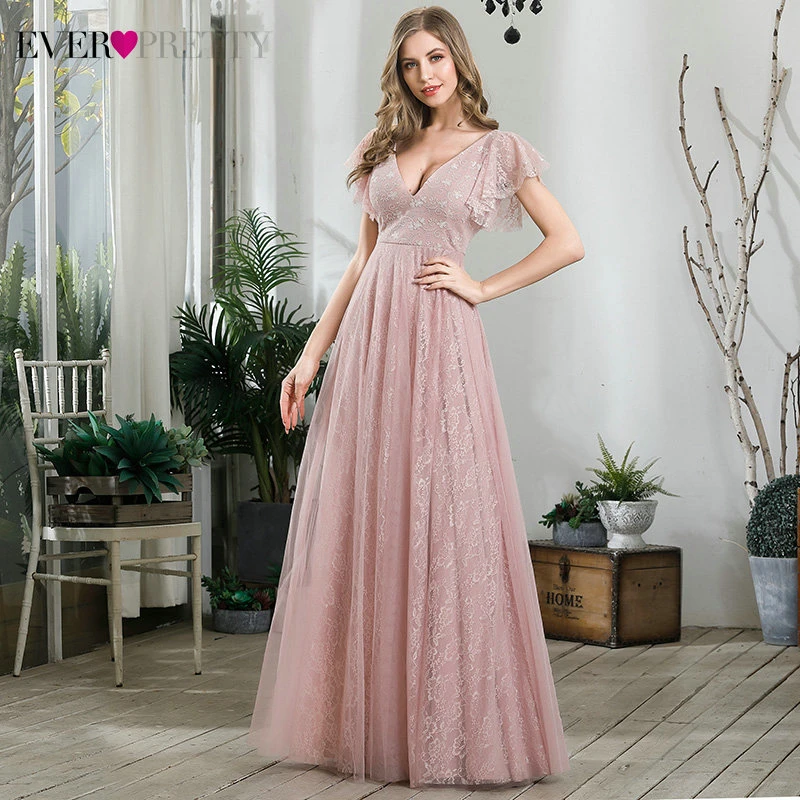 Женское вечернее платье трапеция Ever Pretty кружевное с цветочным принтом и оборками