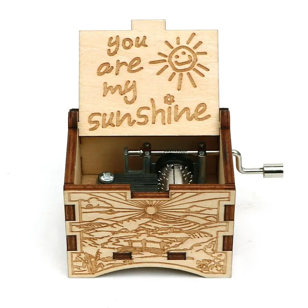 HX-YG19 Античная резная рукоятка деревянная You Are My Sunshine черная музыкальная шкатулка Рождественский подарок на день Святого Валентина подарок на день рождения - Цвет: HX-YG19