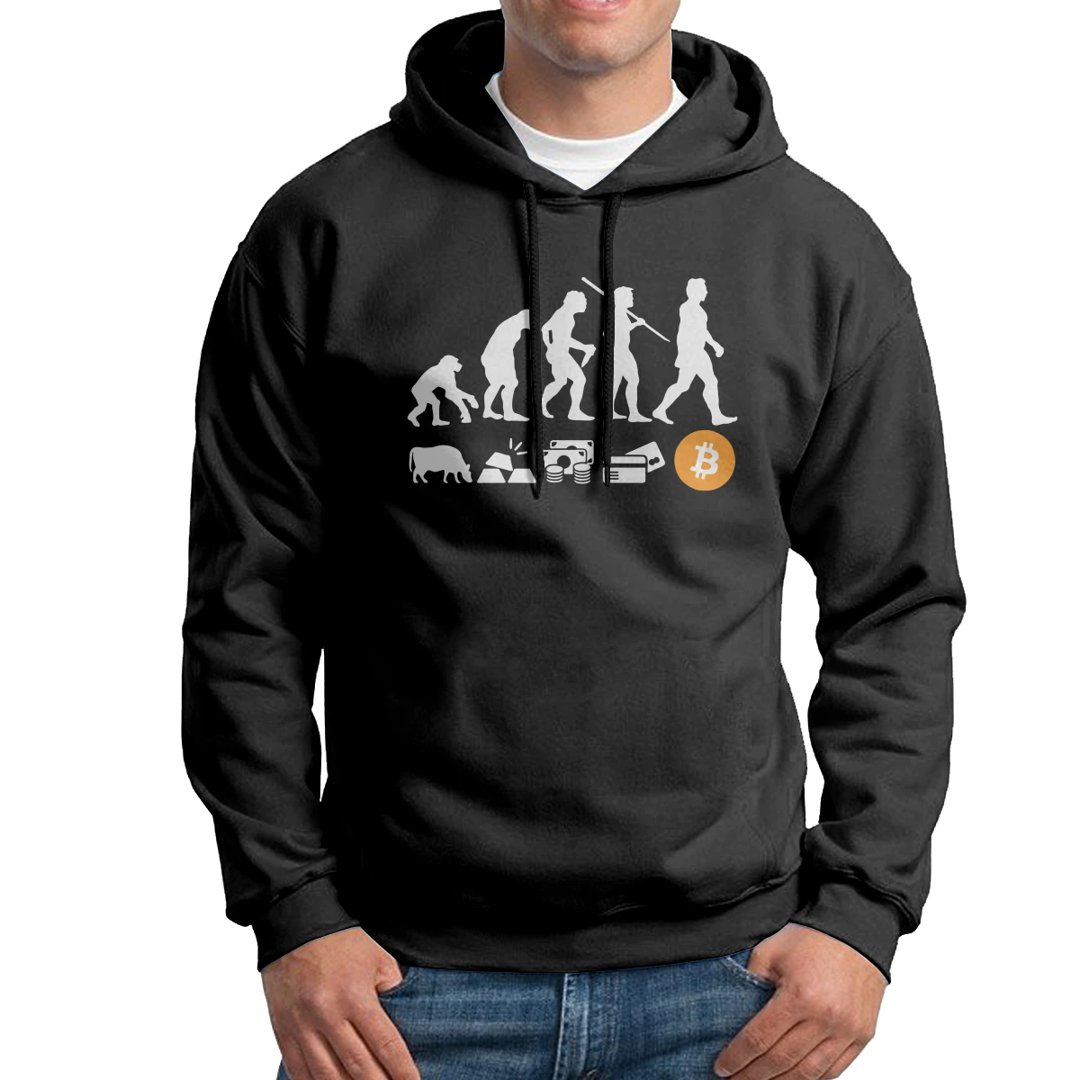 

Bitcoin Evolution Of Money Btc Crypto Logo Hoodies Men's Novelty Hoodie Shirt Purified Cotton Winter Hooded Sweatshirt