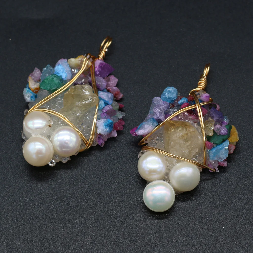 

Natural Stone Pendant Irregular Winding Pearl Charms For DIY Earrings Necklace Design Full Of Sense Of Jewelry 35x55mm
