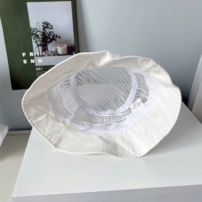 

Women's Summer Hat Cotton Bucket Hat Sun Protection Cap Female Zebra Pattern Net Yarn Breathable Flat Top Beach Packable Sun Hat