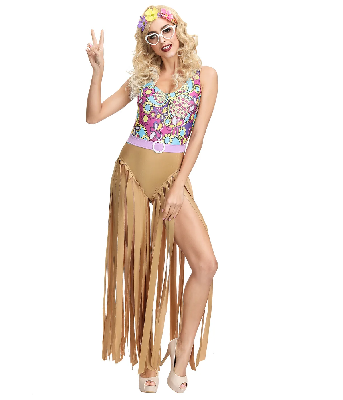 Haloween костюм для Хэллоуина Европейский и американский ретро 70s хиппи танцевальный