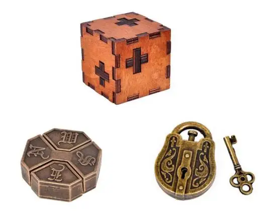 

Классический 3 шт./компл. IQ металлический деревянный Головоломка Развивающие головоломки игра для взрослых и детей