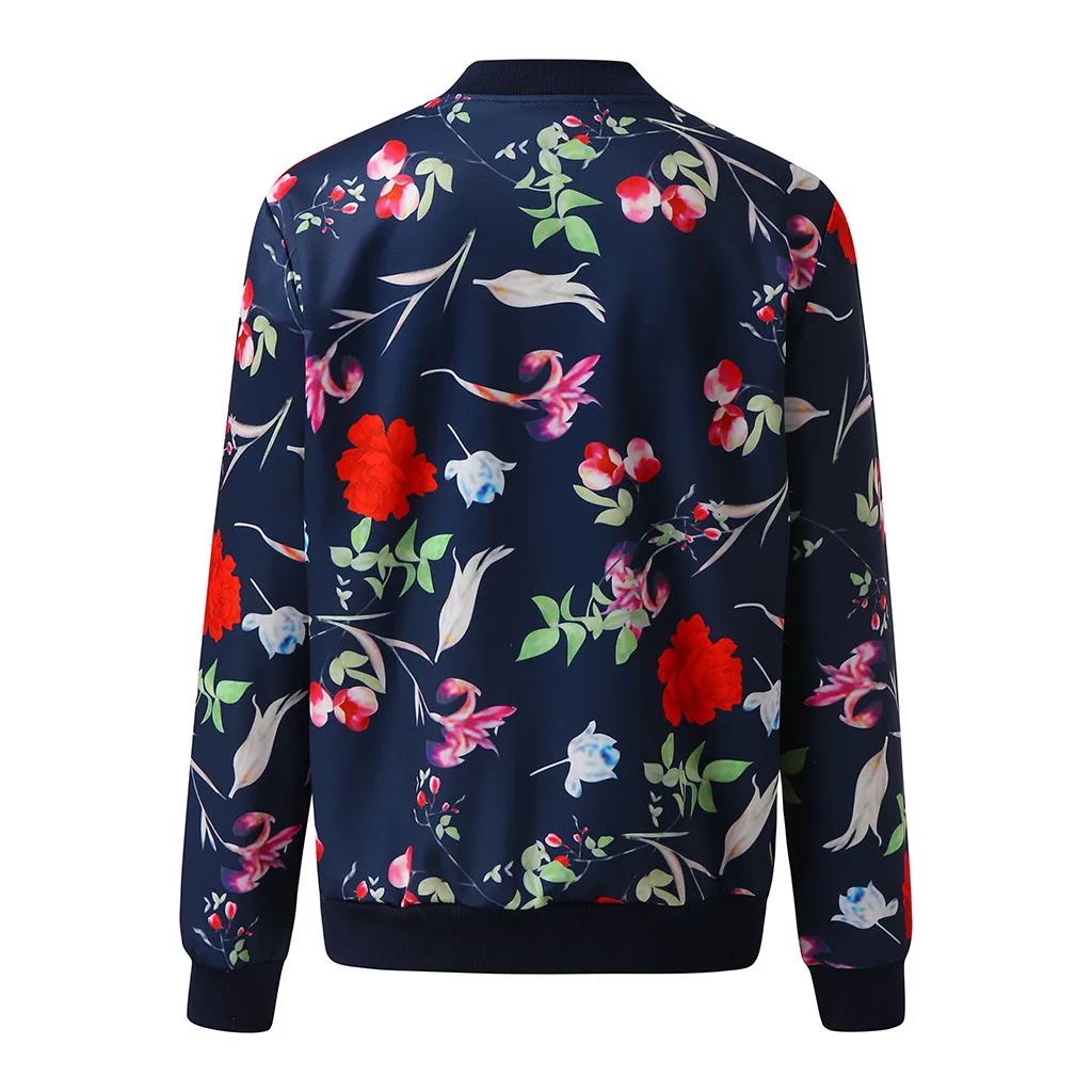 Женские топы и блузки Женская Ретро куртка на молнии с цветочным принтом