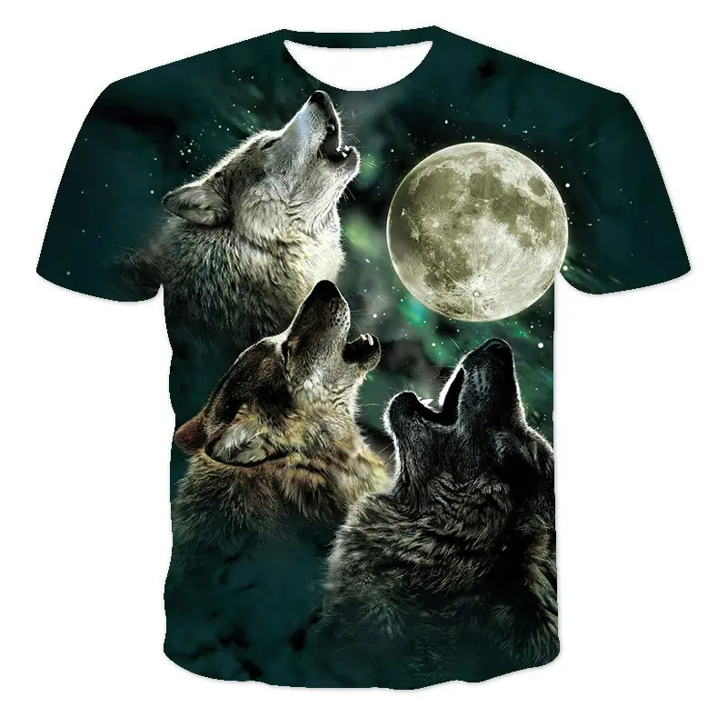

2021 Wolf Print T-Shirt Men 3d Print Animal T-Shirt Top Short Sleeve O-Neck Sports Casual Street Loose T-Shirt