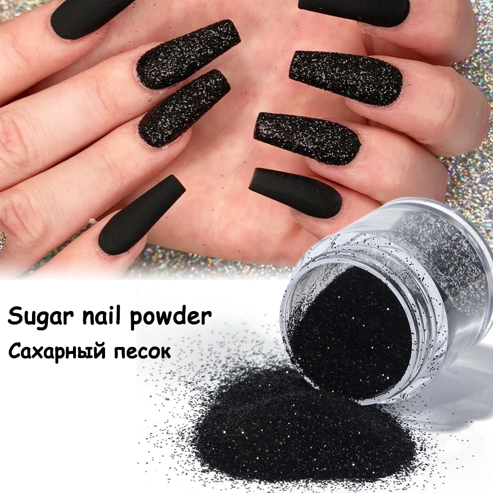1 коробка блеск для ногтей сахарный порошок чёрный белый Dip-порошок сахар песок