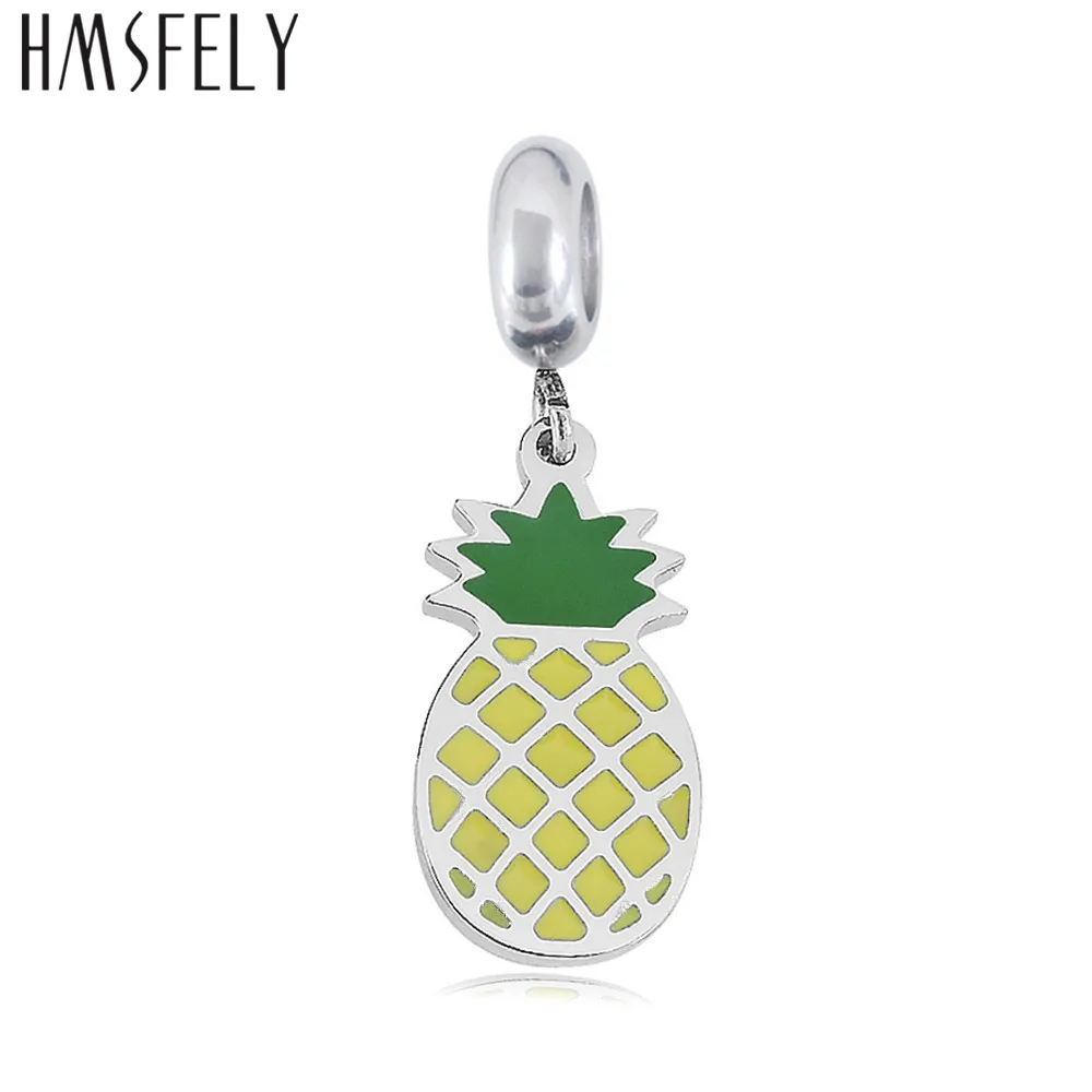 HMSFELY шармы в виде фруктов из нержавеющей стали 316L ананас банан подвеска для