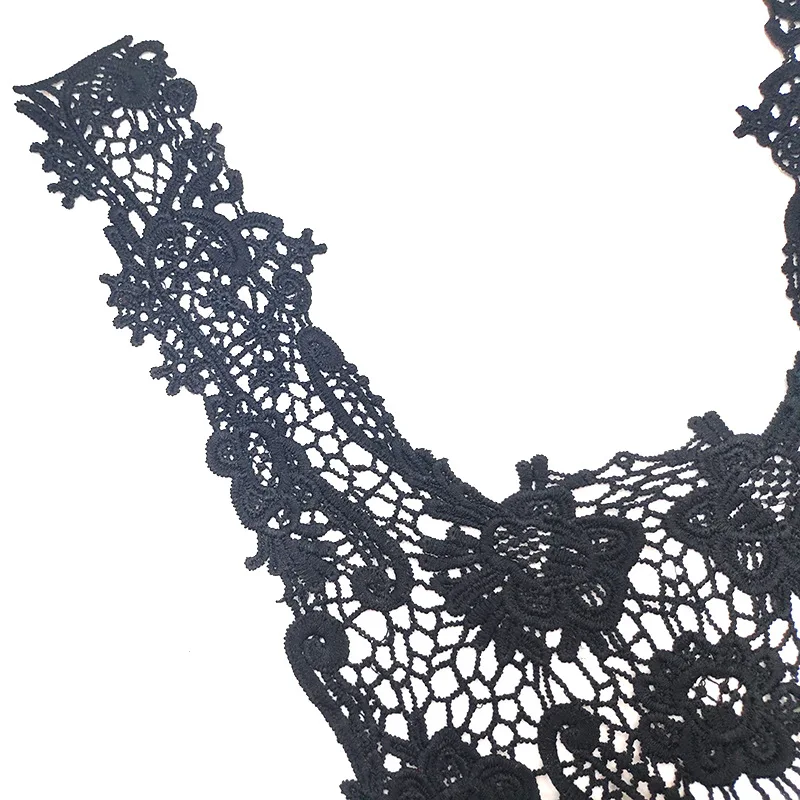 Роскошный белый черный 3d цветок розы вышитые Venise кружева поддельные воротник