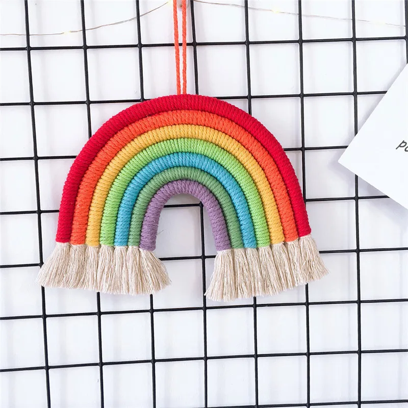 

6 Styles DIY Rainbow Tapestry Wall Hanging Ins Nordic Woven Tapestry Wall Hanging Living Room Bedroom Color Pendant Decoration