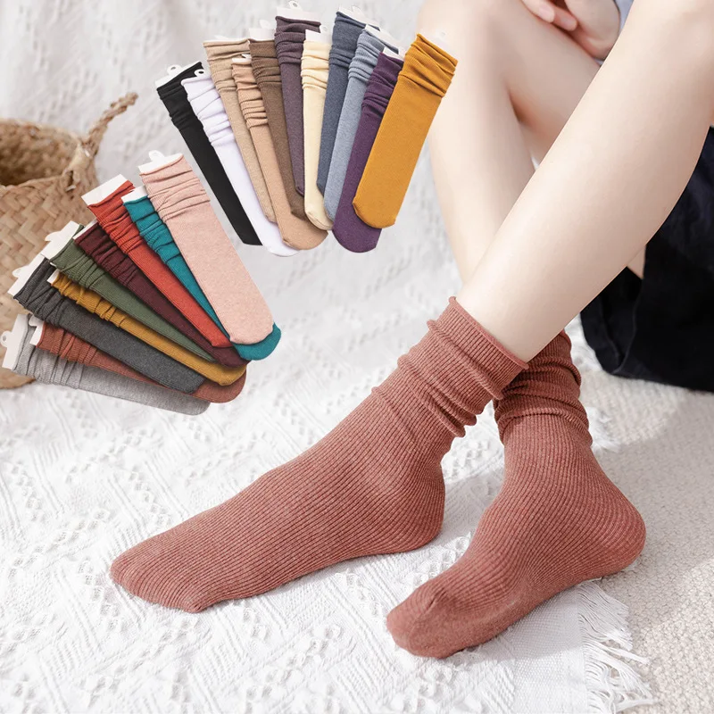 Women Girls Summer Thin Loose Socks Velvet Soft Breathable Long Solid Color Black White Khaki Beige Harajuku High | Женская одежда