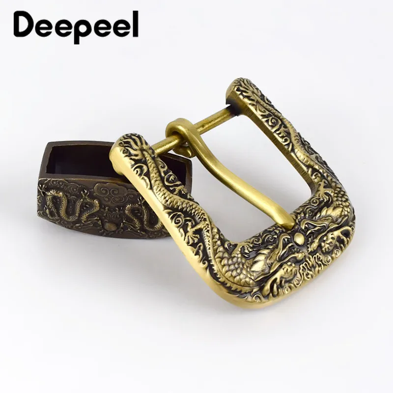 Deepeel 40 мм винтажная Пряжка из твердой латуни с драконом для ремней металлическая
