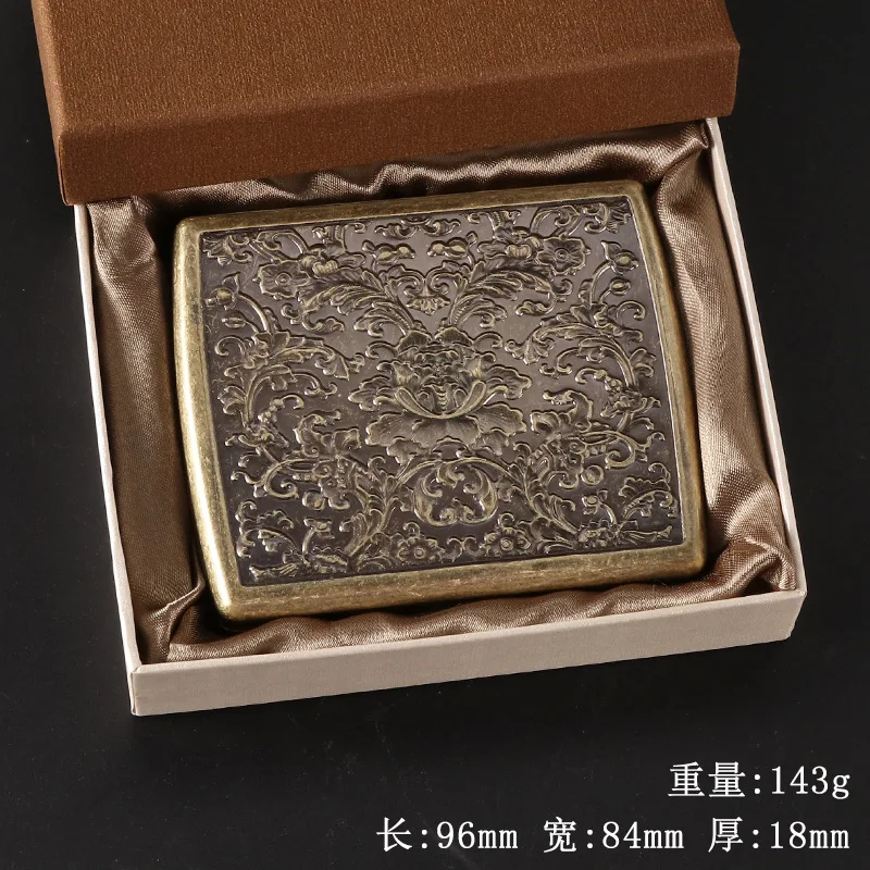 

New capacity 20 Relief cigarette case antique copper metal boxes creative carved portable Storage smoke accesoires gift for men