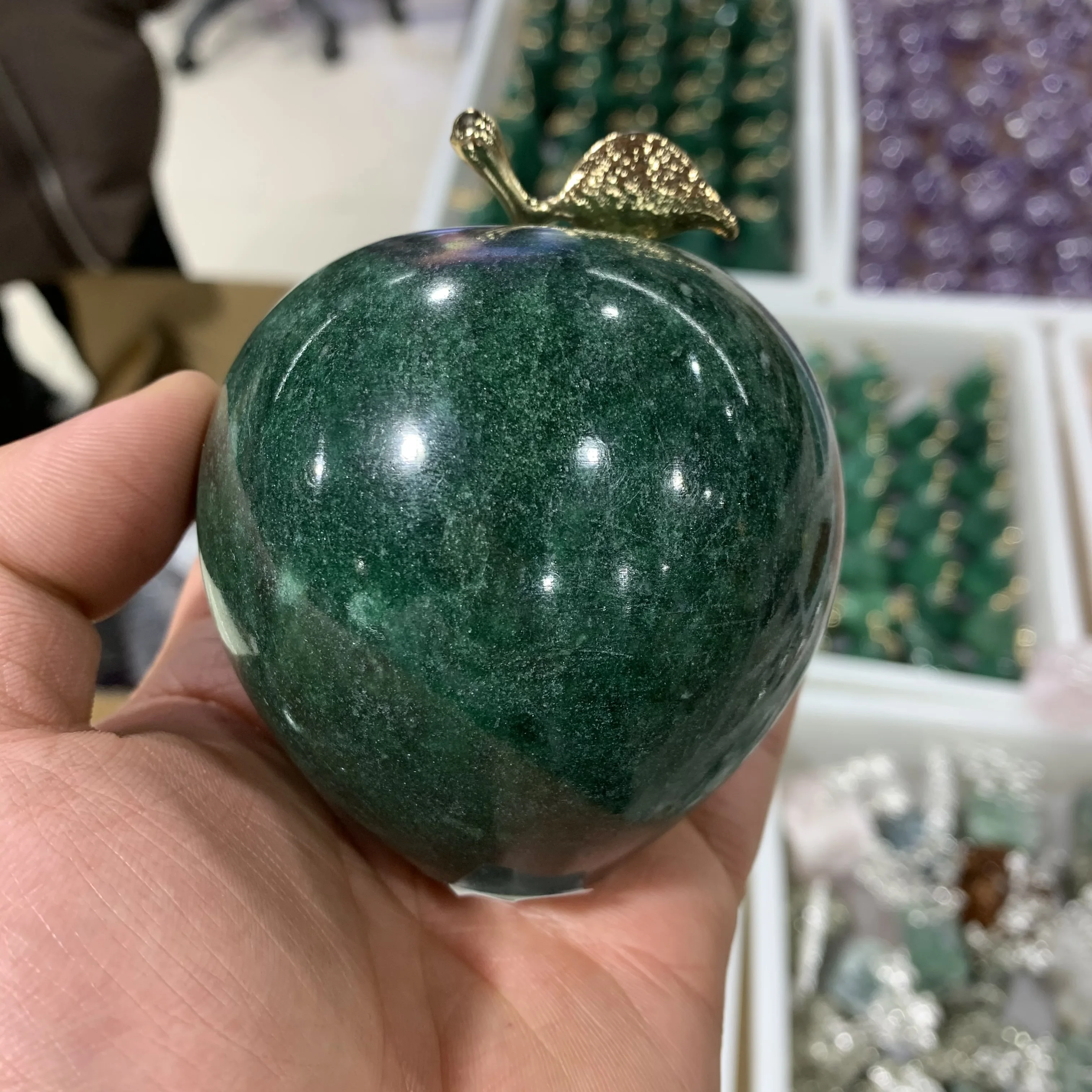 

Natural Stones Afghanistan Jade Crystals Quartz Apple Shape Marble Charka Healing Fengshui Home Decoration