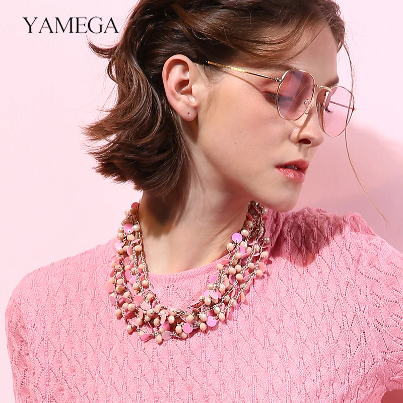 YAMEGA ожерелья ручной работы из бисера с кристаллами и блестками Превосходное