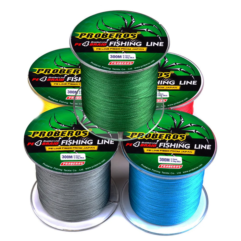 

4 Braid 300M PE Fishing Line Japan Gray/Yellow/Blue/Green/Red 5 Colors Powerful Ocean Boat Rock Beach Lake River Fishing 6-100LB