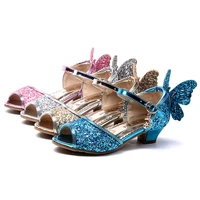kids elsa glitter sandals children high heels girls princess summer elsa shoes chaussure enfants sandals party butterfly shoes