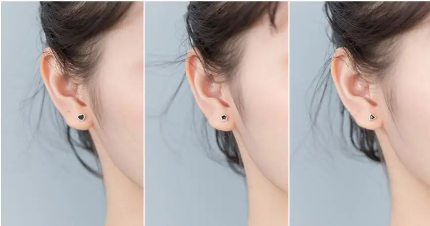 Женские квадратные серьги-гвоздики в форме сердца с черной звездой из