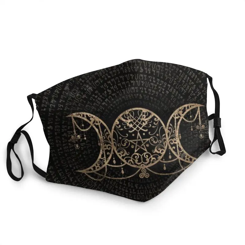 

Triple Moon Goddess Mask Reusable Face Mask Men Women Pentagram Pagan Wiccan Dustproof Protection Cover Respirator Mouth Muffle
