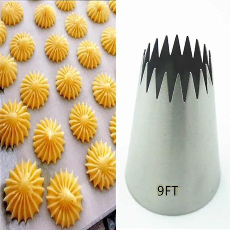 

#9FT Large Icing Piping Nozzles Russian Nozzles Pastry Tips Cookies Cake Decorating Tools Tips Cream Fondant Pastry Nozzles
