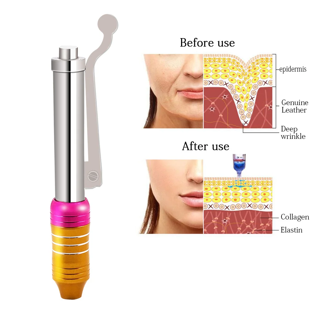 

Face Skin Wrinkle Anti Aging,Hyaluron Pen Ampuole Syringe 0.3ml Hyaluronic Acid Lip Filler, Hyaluronic No-Needle Injection Gun