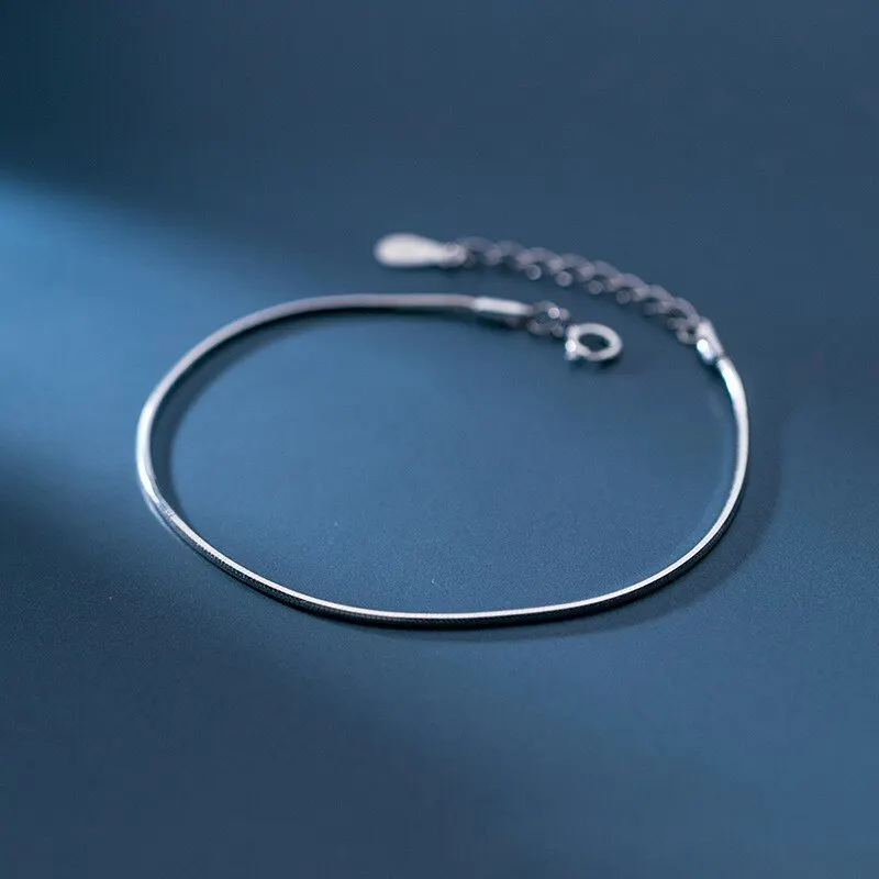 

A00539 Jazaz Minimalist Silver Snake Bone Charm Bracelet&Bangle for Women Genuine 925 Sterling Silver Daily Life Teen Jewelry