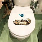 YOJA 24,3  15,5 см великолепные бабочки котенка модные наклейки для туалета творческий мультфильм гостиная Настенный декор T1-3020