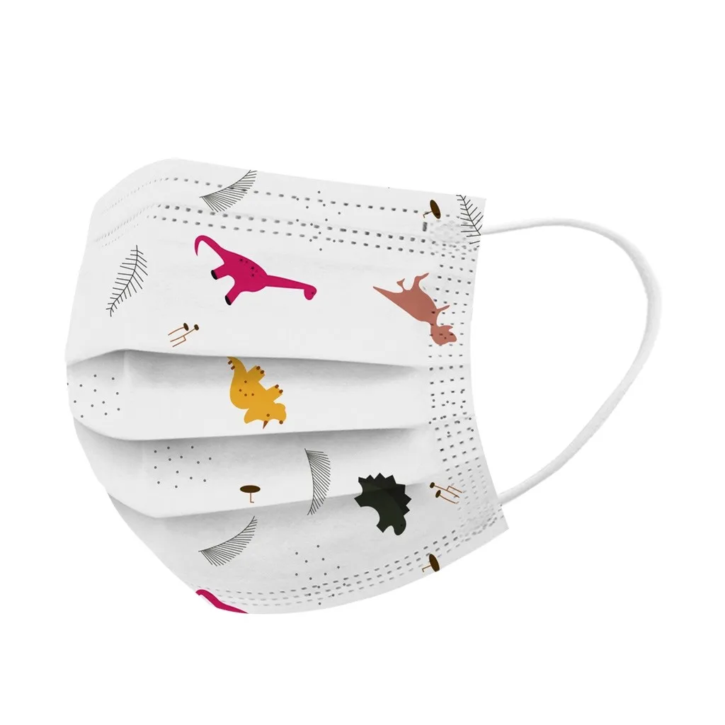 10 шт. одноразовая маска детская динозавра для лица Пылезащитная 3-слойная