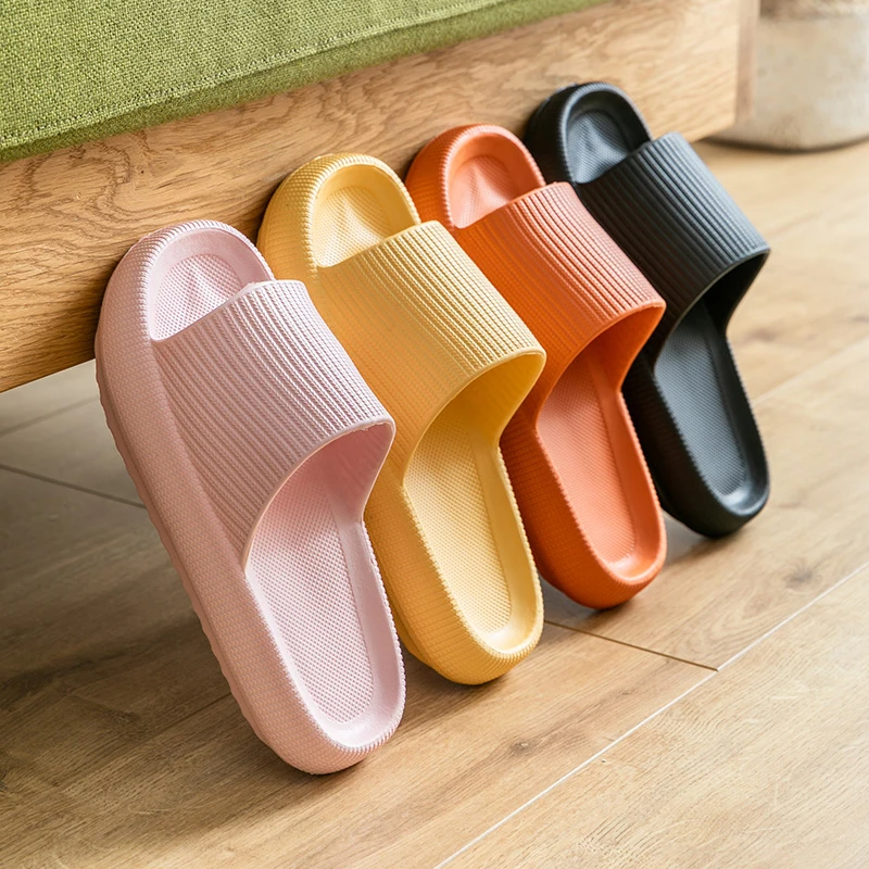 

2021 Women EVA Thick Sole Bathroom Slippers Anti-Slip Slides Unisex Home Bath Shoes Summer Sandals Platform Men Flip Flops