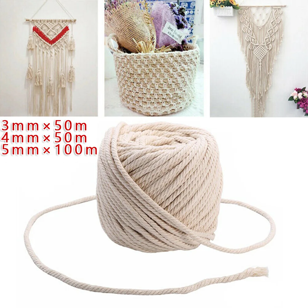 3/4/5 мм витой шнур из натурального хлопка ручной работы макраме | Дом и сад