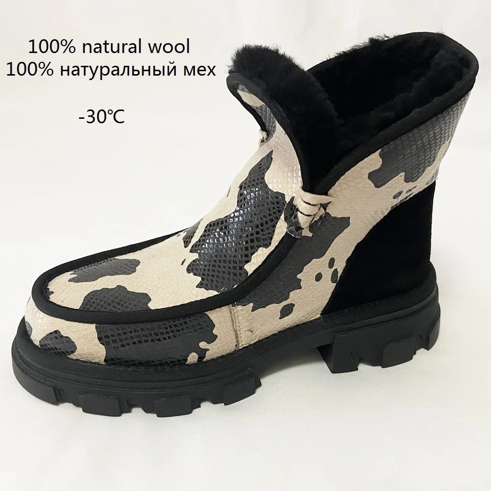 Fashion Women Winter Ankle Boots Ladies Chunky Heels Wool Snow Casual Furry Platform Shoes Girls Slip on Footwear Black | Обувь