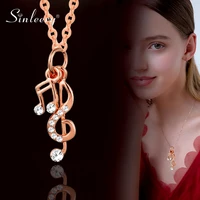 sinleery trendy music notes pendant women necklace rose gold silver color chain statement jewelry gifts zd1 ssi