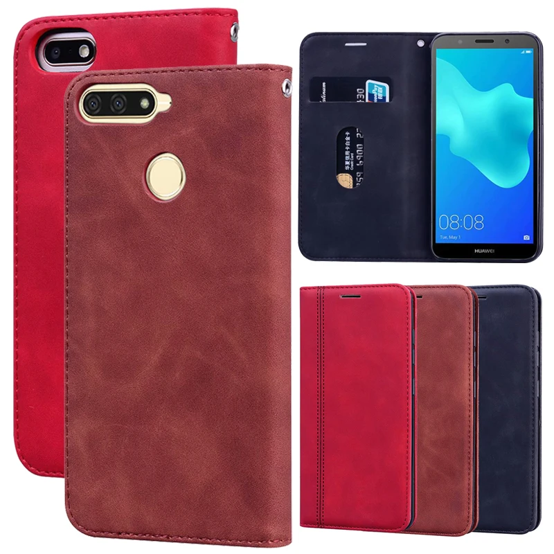 Защитный чехол для Huawei Y5 Y6 Prime 2018 Enjoy 8e с откидной крышкой Honor 7A 7C 7S Pro кожаный