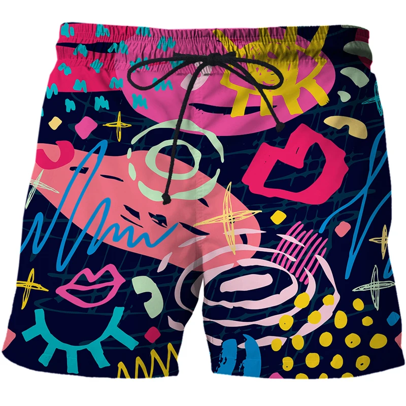 Men's fashion shorts beach casual Graffiti pattern pattern running Art Painting sports shorts sports pants men's trousers