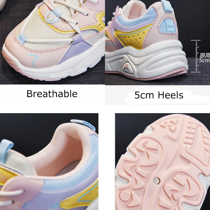 

Women's Chunky Sneakers Women Shoes Platform Pink Casual Sport Shoes 2021 Spring Designer Vulcanized Tennis Female basket femme